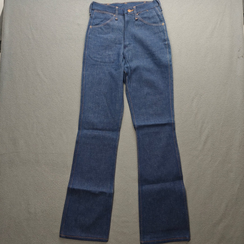 VTG 70's Maverick Western Flared Leg Dead Stock Dark Wash Denim Jeans Size 28x34